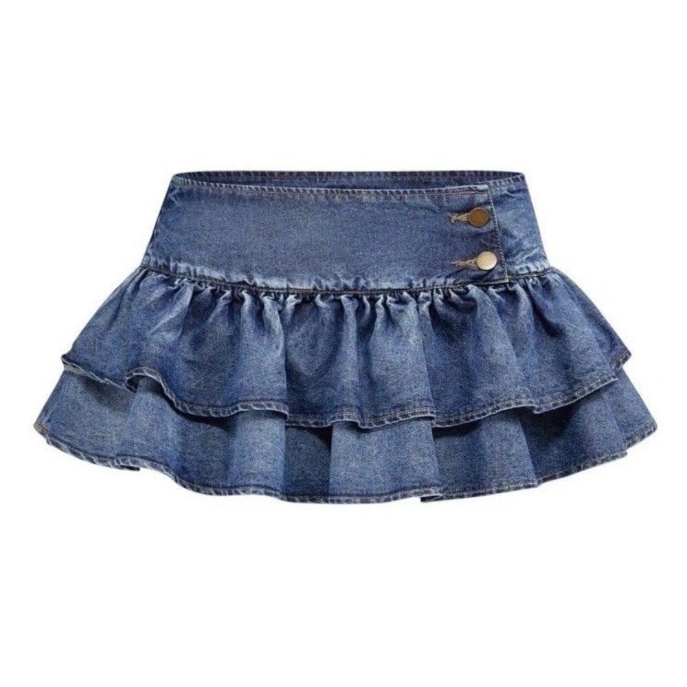 Micro Mini Skort Size Small Grunge Punk Y2K Style Ultra Low Waist Layered Ruffle